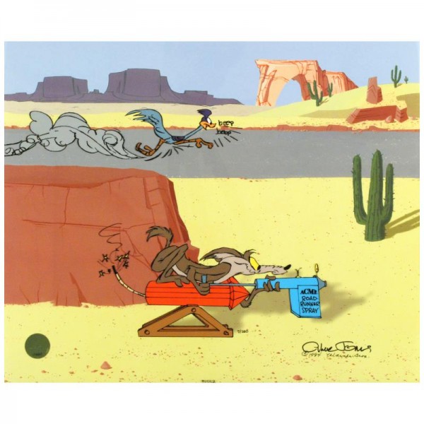 Acme Road Runner Spray Sold Out Limited Edition Animation Cel with Hand Painted Color by Chuck Jones (1912-2002)! AP Numbered and Hand Signed with Certificate of Authenticity!