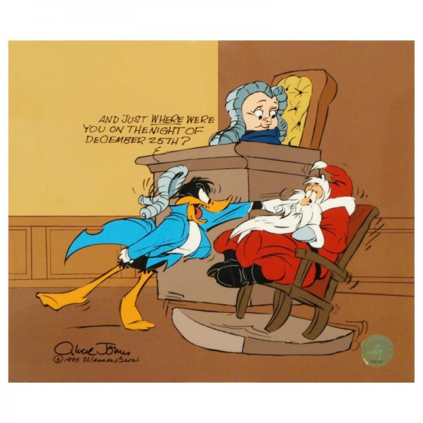 Santa on Trial by Chuck Jones (1912-2002)! Sold Out Limited Edition Animation Cel with Hand Painted Color. Numbered and Hand Signed