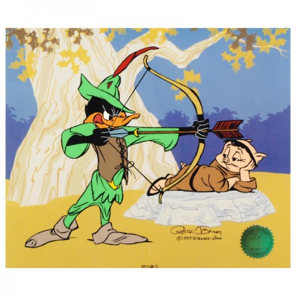 Robin Hood: Bow & Error Sold Out! Limited Edition Animation Cel with Hand Painted Color! Numbered and Hand Signed by Chuck Jones (1912-2002) with Certificate of Authenticity!