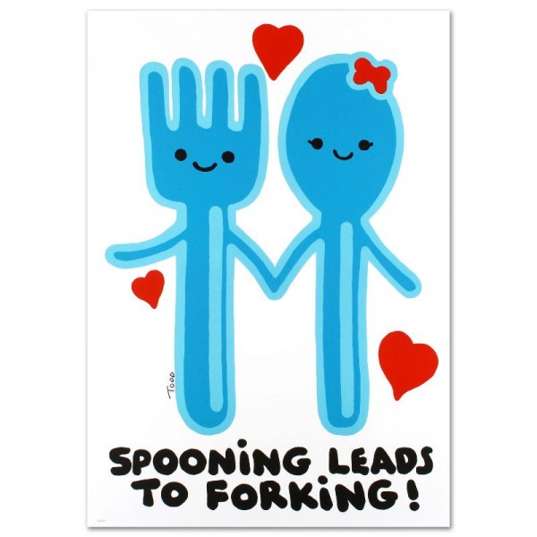 Spooning Leads to Forking Limited Edition Lithograph (25" x 35") by Todd Goldman