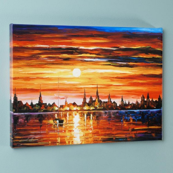 Sunset in Barcelona LIMITED EDITION Giclee on Canvas by Leonid Afremov