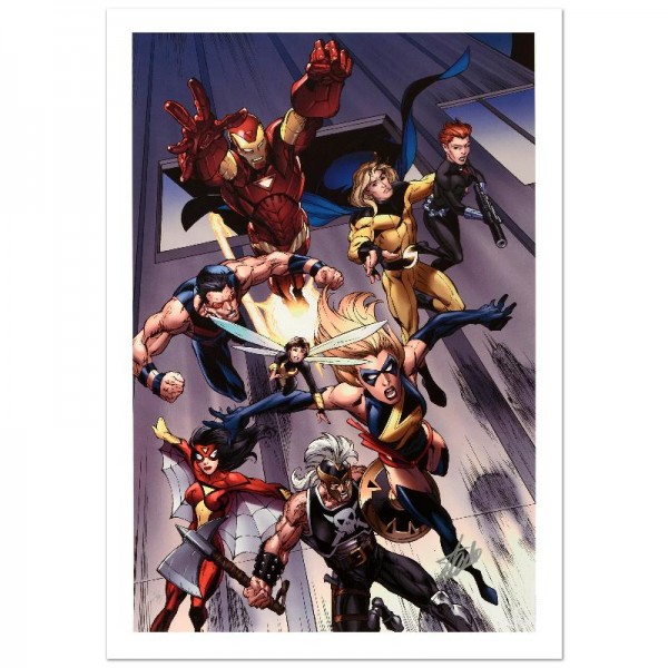The Mighty Avengers #7 Limited Edition Giclee on Canvas by Mark Bagley and Marvel Comics! Numbered and Hand Signed by Stan Lee! Includes Certificate of Authenticity!