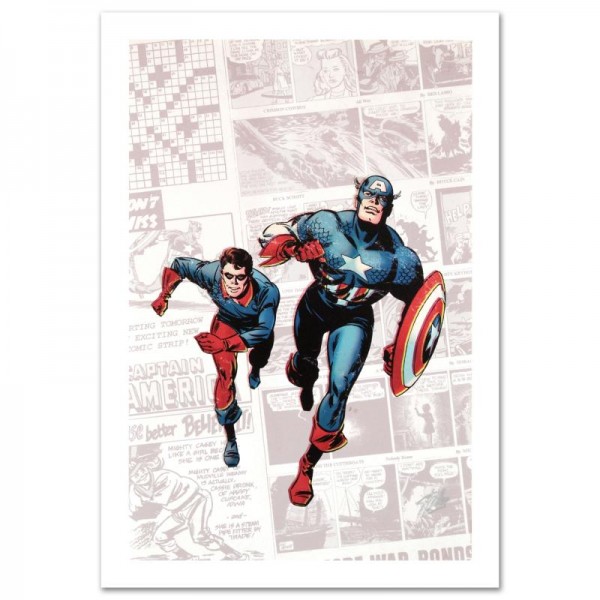 Captain America: The 1940s Newspaper Strip Limited Edition Giclee on Canvas by Butch Guice and Marvel Comics! Numbered and Hand Signed by Stan Lee! Includes Certificate of Authenticity!