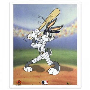Bugs Bunny at Bat for the Yankees Limited Edition Sericel by Looney Tunes with the MLB Logo! Includes Certificate of Authenticity!