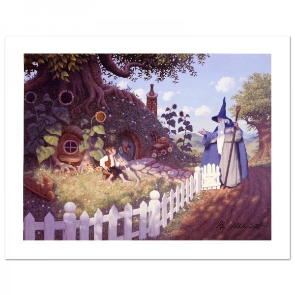Gandalf Visits Bilbo Limited Edition Giclee on Canvas by The Brothers Hildebrandt! Numbered and Hand Signed by Greg Hildebrandt! Includes Certificate of Authenticity!