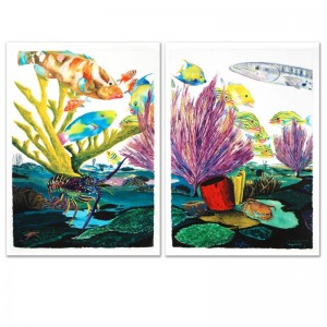 Coral Reef Life Limited Edition Giclee Diptych on Canvas by renowned artist Wyland