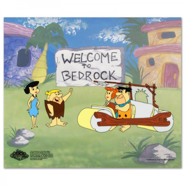 Fred's New Car Limited Edition Sericel from the Popular Animated Series The Flintstones with Certificate of Authenticity!
