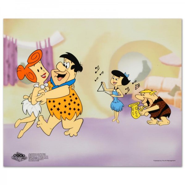 Flintstones Jam Session Limited Edition Sericel from the Popular Animated Series The Flintstones with Certificate of Authenticity!