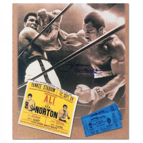 Must-Have Signed Sports Photo Collage! "Ken Norton and Ali Ticket" Hand-Autographed by Ken Norton (1943-2013)! Includes Certificate of Authenticity!