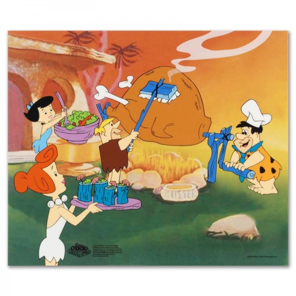 Flintstones Barbecue Limited Edition Sericel from the Popular Animated Series The Flintstones! Includes Certificate of Authenticity!