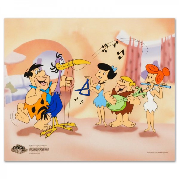Fred Plays the Harp Limited Edition Sericel from the Popular Animated Series The Flintstones! Includes Certificate of Authenticity!