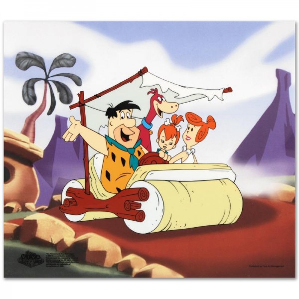 The Flintstones Family Car Limited Edition Sericel from the Popular Animated Series The Flintstones with Certificate of Authenticity!