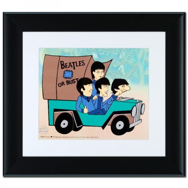 Beatles or Bust! Limited Edition Sericel Recreated From The Beatles Saturday Morning Cartoon Series! Includes Certificate of Authenticity and Official DenniLu Company Stamp! Custom Framed and Ready to Hang!