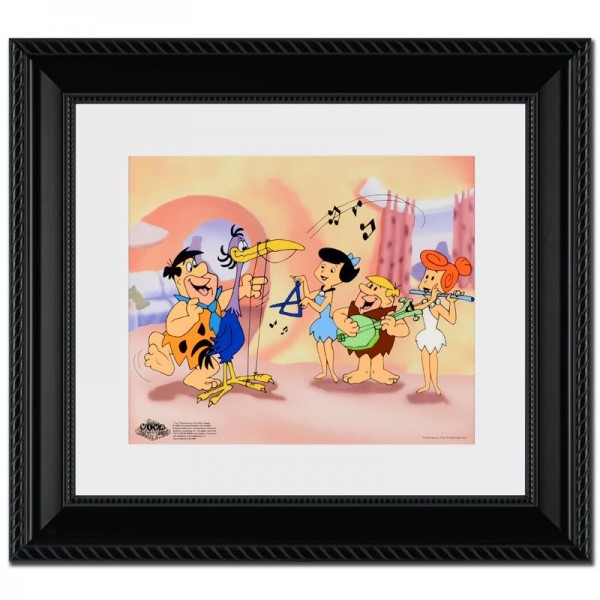 Fred Plays The Harp Limited Edition Sericel From the Popular Animated Series The Flintstones with Certificate of Authenticity! Custom Framed and Ready to Hang!