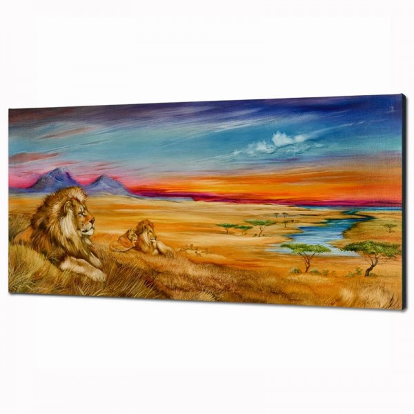 Pride Of Lions Limited Edition Giclee on Canvas (36" x 18") by Martin Katon