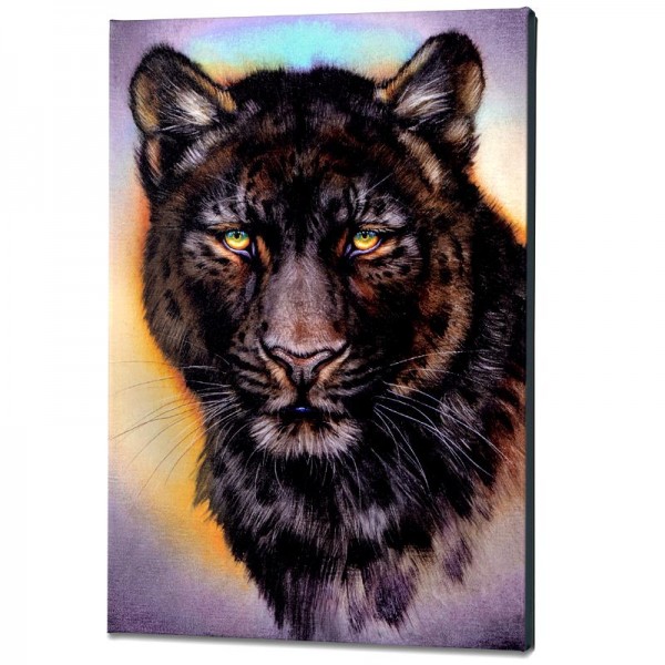 Black Phase Leopard Limited Edition Giclee on Gallery Wrapped Canvas by Martin Katon