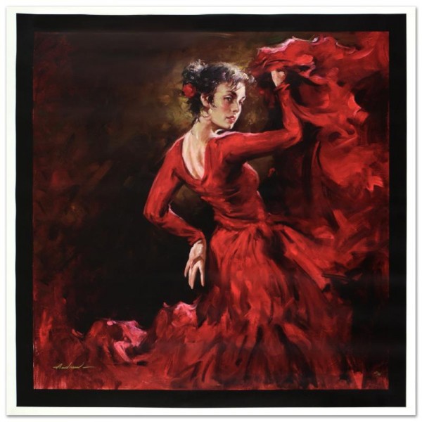 Crimson Dancer Limited Edition Hand Embellished Giclee on Canvas (40" x 40") by Andrew Atroshenko