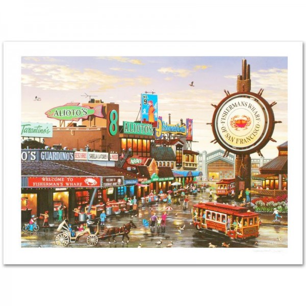 Fisherman's Wharf Limited Edition Lithograph by Alexander Chen! Numbered and Hand Signed with Certificate of Authenticity!
