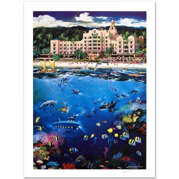 Waikiki Beach Limited Edition Lithograph by Alexander Chen! Numbered and Hand Signed with Certificate of Authenticity!
