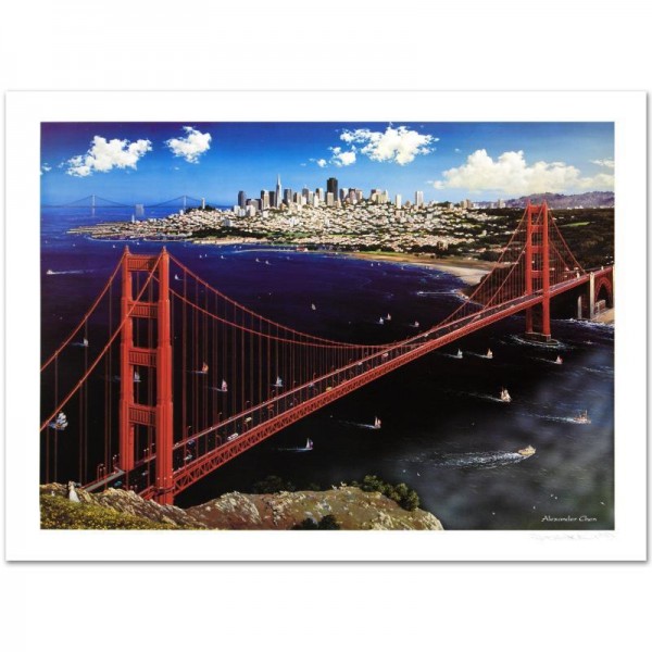 Golden Gate Limited Edition Lithograph by Alexander Chen! Numbered and Hand Signed with Certificate of Authenticity!