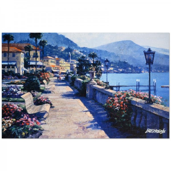 Howard Behrens (1933-2014) - "Bellagio Promenade" Limited Edition Hand Embellished Giclee on Canvas with a Crackled Finish