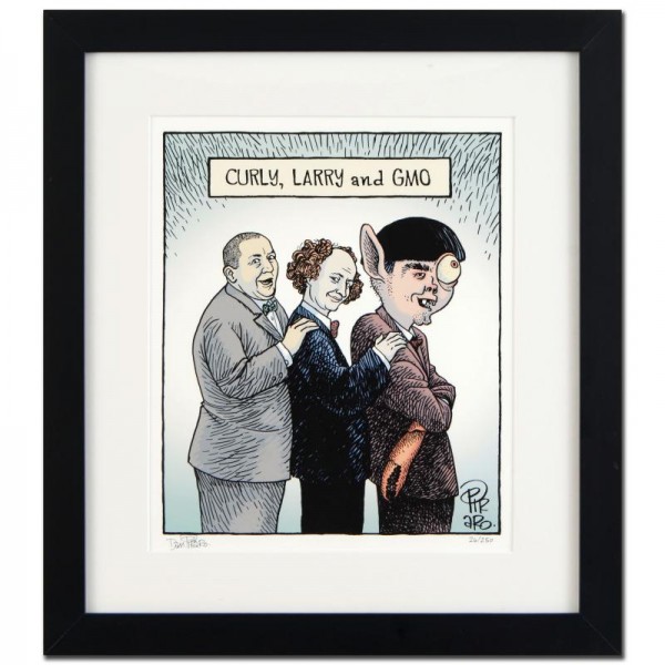 Bizarro! "Three Stooges GMO" is a Framed Limited Edition which is Numbered