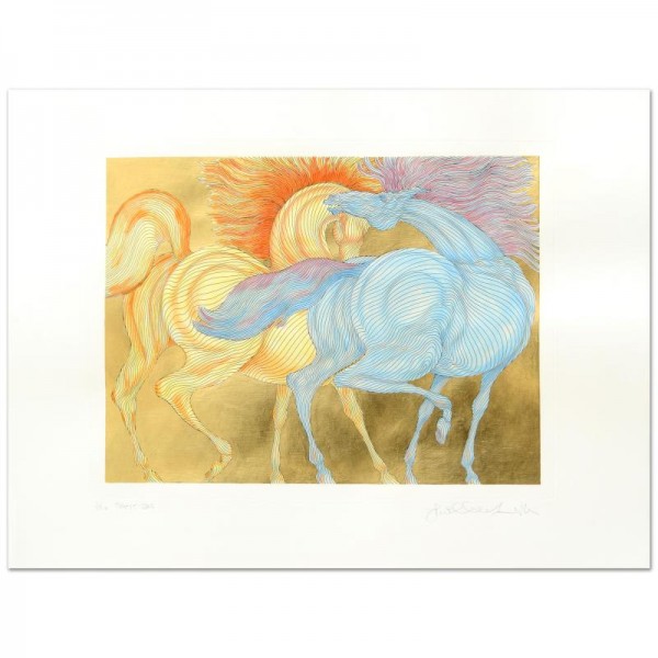 Guillaume Azoulay - "Tryst" Limited Edition Hand-Watercolored Etching with Hand Laid Gold Leaf
