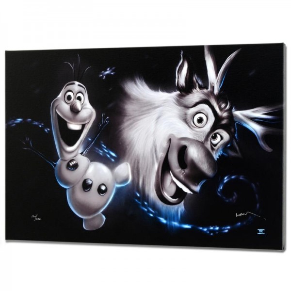 Olaf & Sven Disney Limited Edition Giclee on Canvas from a Sold Out Edition by Noah