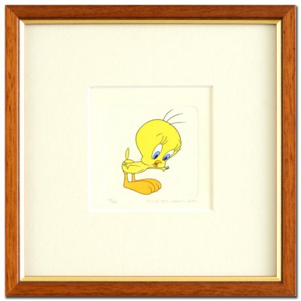 Tweety Framed Limited Edition Etching with Hand-Tinted Color (Dated 1999)!