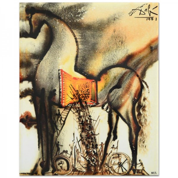 Salvador Dali (1904-1989) - "Trojan Horse" SOLD OUT Limited Edition Glazed Ceramic Tile