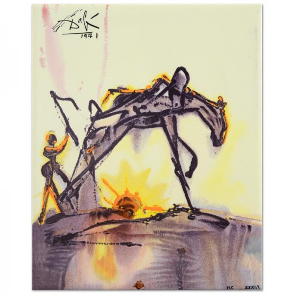 Salvador Dali (1904-1989) - "The Horse of Labor" SOLD OUT Limited Edition Glazed Ceramic Tile
